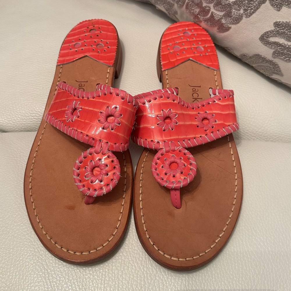 Jack Rogers Navajo Sandals Size 9 Pink Croc Leather